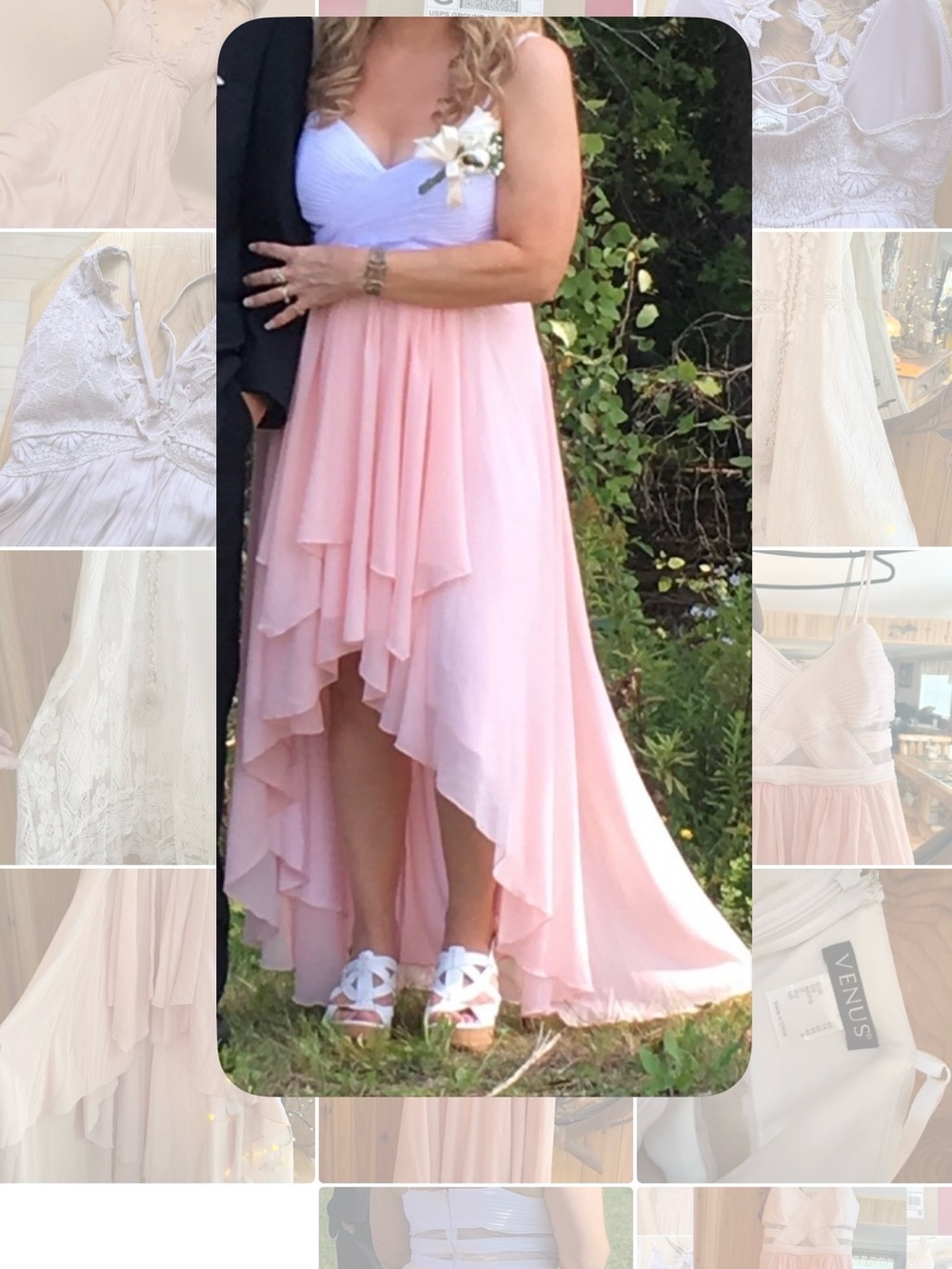 VENUS Blush Pink High-Low Ruffle Dress - Picture 2 of 6
